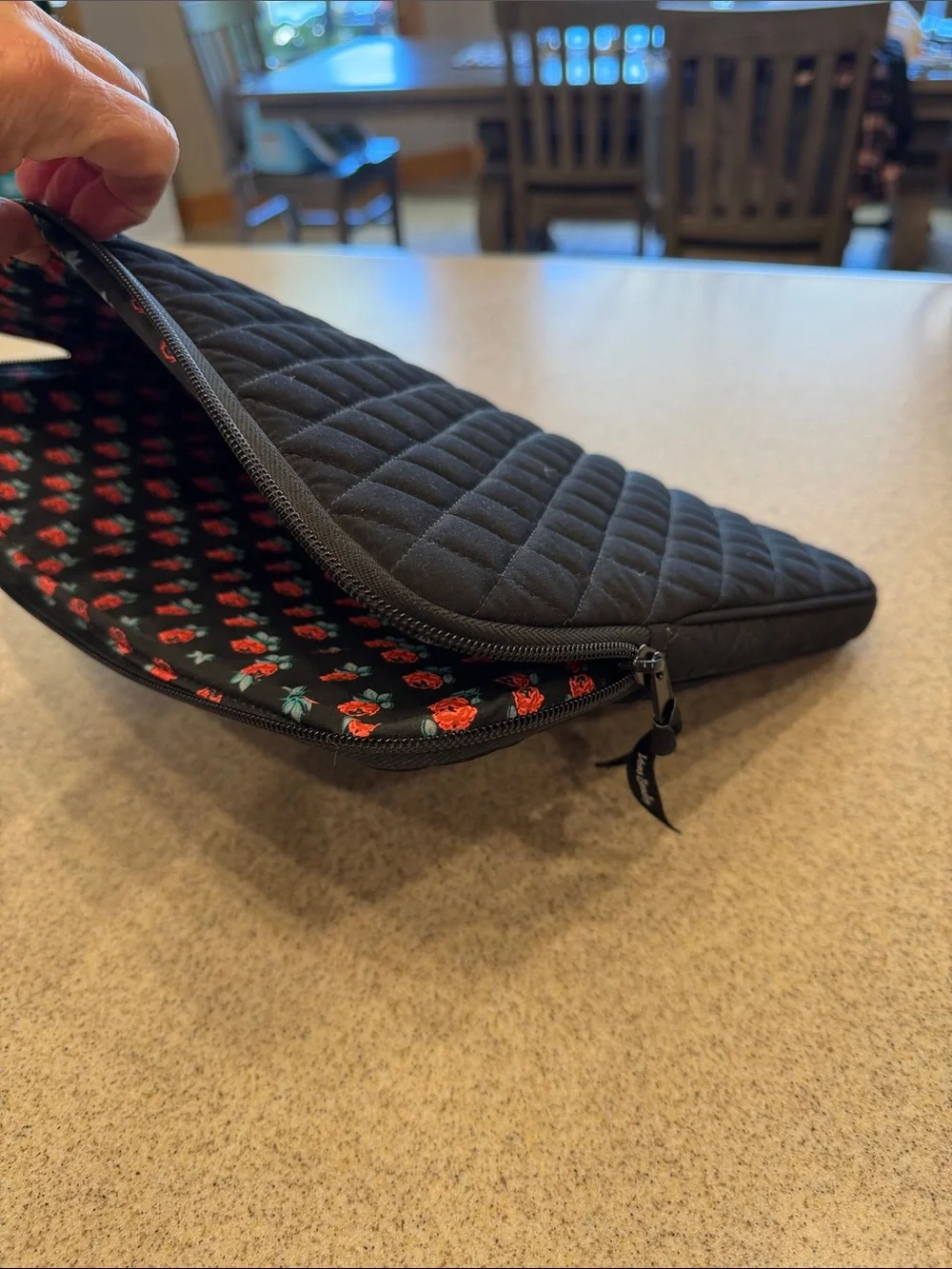 Vera Bradley Quilted Black Laptop Sleeve 17”